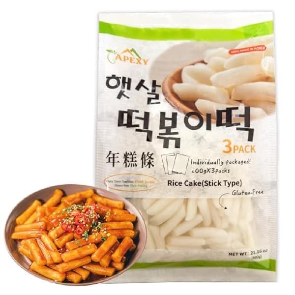 Package of Korean rice cake sticks for tteokbokki