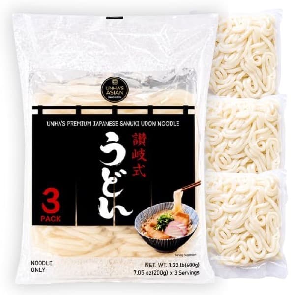 Pack of fresh Japanese udon noodles