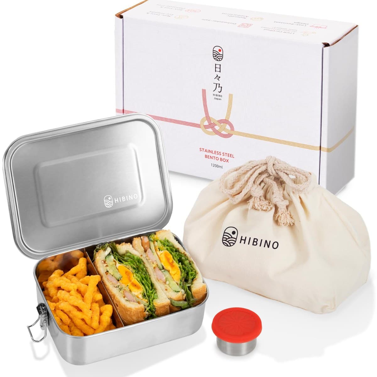 HIBINO stainless steel bento box product photo